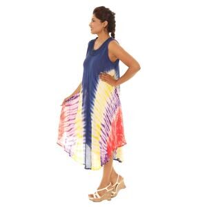 Shoreline ombre tie-dye rainbow beach vacation lounge cover up dress comfort OS